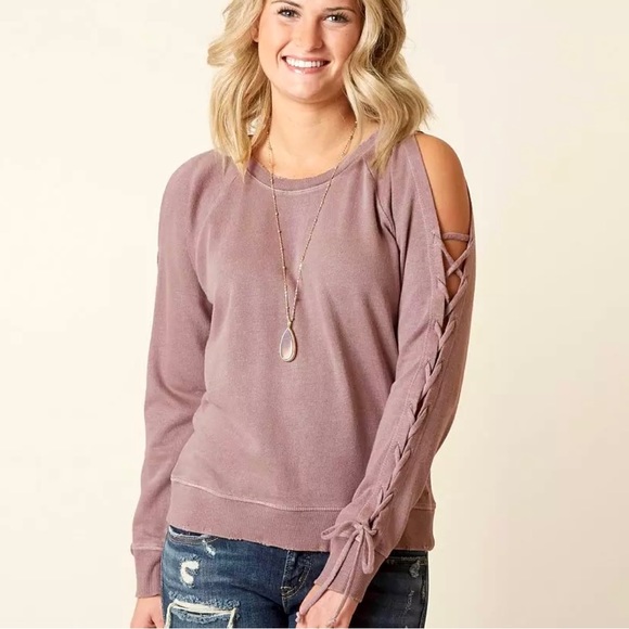 Lucky Brand Lace-Up Sweatshirt - Picture 1 of 15